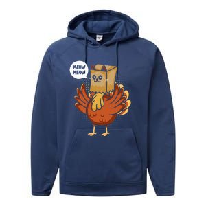 Funny Thanksgiving Day Fake Cat Turkey Meow Animal Farmer  Performance Fleece Hoodie