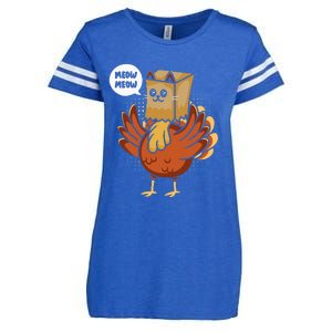 Funny Thanksgiving Day Fake Cat Turkey Meow Animal Farmer  Enza Ladies Jersey Football T-Shirt