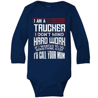 Funny Trucker Diesel Big Rig Semigifttrailer Truck Driver Gift Cute Gift Baby Long Sleeve Bodysuit