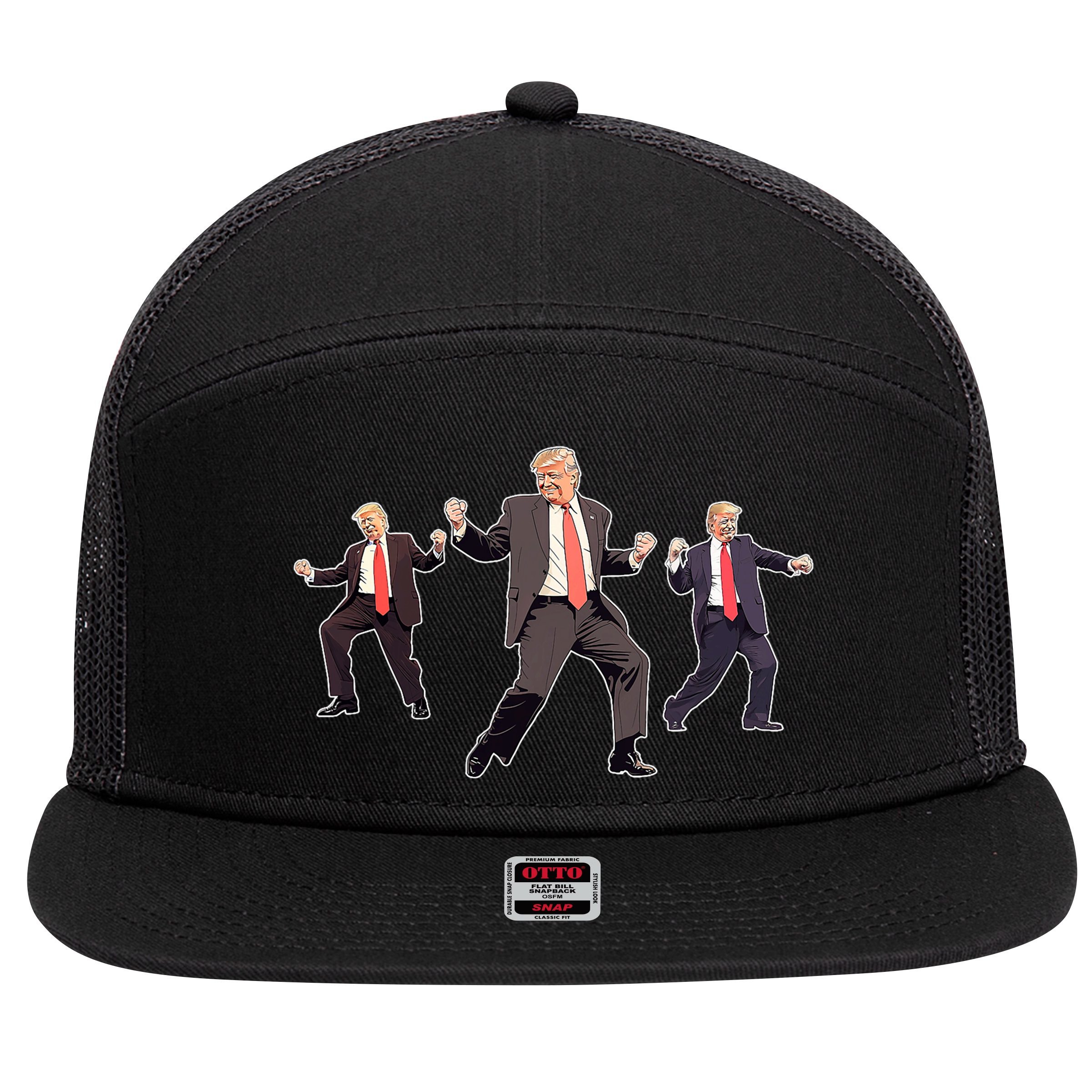 Funny Trump Dancing Dance Moves Rally Maga 7 Panel Mesh Trucker Snapback Hat