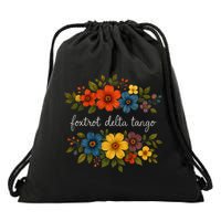 Foxtrot Tango Delta Floral Vintage Retro Drawstring Bag