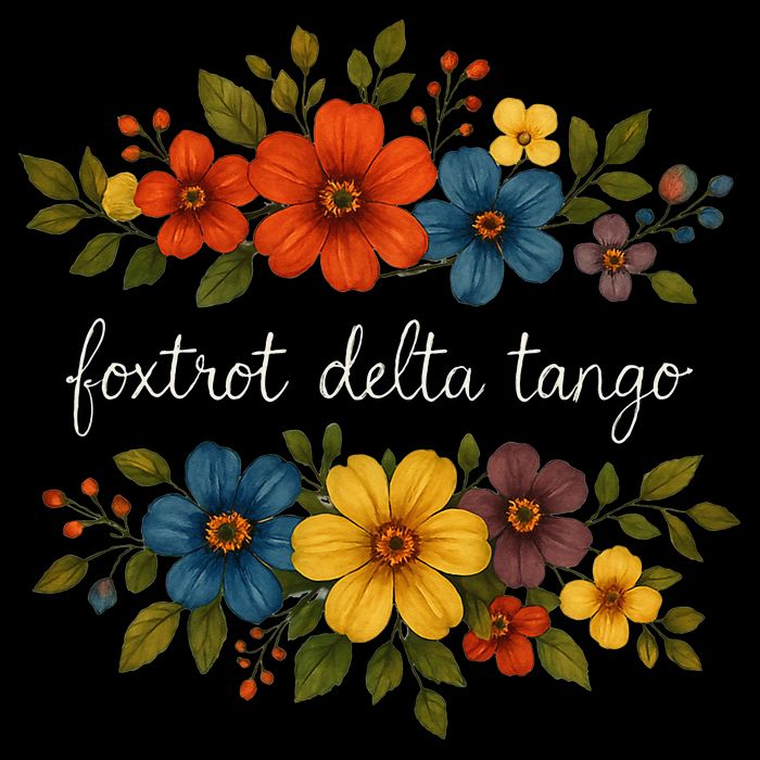 Foxtrot Tango Delta Floral Vintage Retro Drawstring Bag