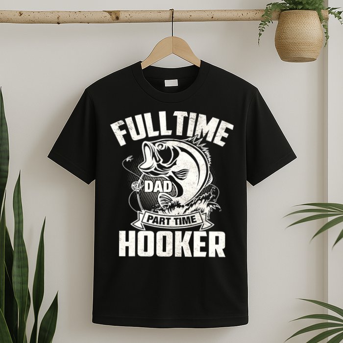 Full Time Dad Part Time Hooker Funny Father's Day Fishing T-Shirt
