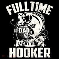 Full Time Dad Part Time Hooker Funny Father's Day Fishing Sustainable Knit Beanie
