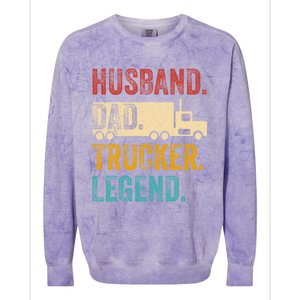 Funny Truck Driver Trucking Men Husband Dad Trucker Legend Colorblast Crewneck Sweatshirt