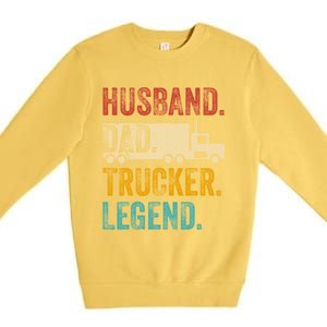 Funny Truck Driver Trucking Men Husband Dad Trucker Legend Premium Crewneck Sweatshirt