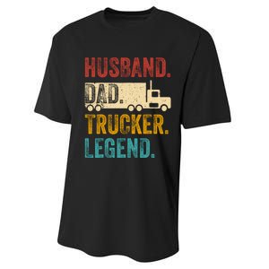 Funny Truck Driver Trucking Men Husband Dad Trucker Legend Performance Sprint T-Shirt