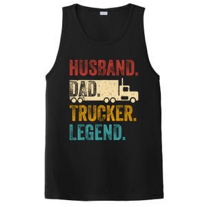 Funny Truck Driver Trucking Men Husband Dad Trucker Legend PosiCharge Competitor Tank