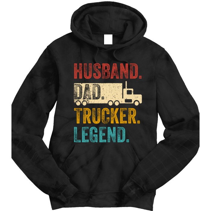 Funny Truck Driver Trucking Men Husband Dad Trucker Legend Tie Dye Hoodie