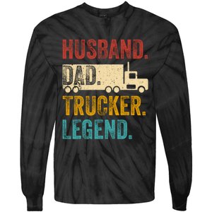 Funny Truck Driver Trucking Men Husband Dad Trucker Legend Tie-Dye Long Sleeve Shirt