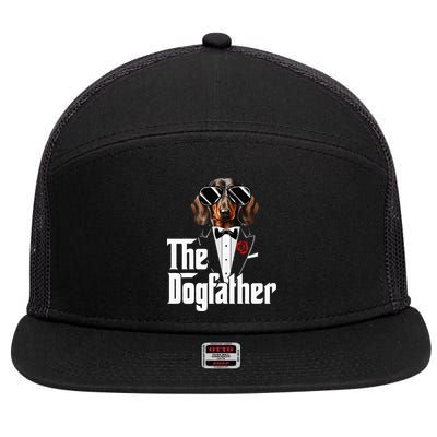 Funny The Dachshund Dog Father Dad Weiner Dog Christmas 7 Panel Mesh Trucker Snapback Hat