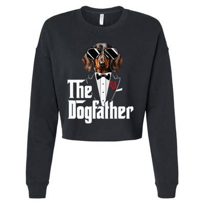 Funny The Dachshund Dog Father Dad Weiner Dog Christmas Cropped Pullover Crew