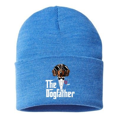 Funny The Dachshund Dog Father Dad Weiner Dog Christmas Sustainable Knit Beanie