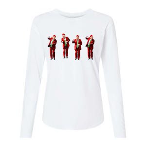 Funny Trump Dance Santa Claus Christmas Xmas Pajamas Womens Cotton Relaxed Long Sleeve T-Shirt