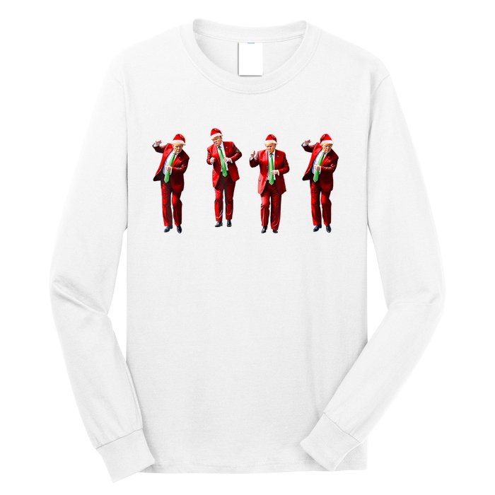 Funny Trump Dance Santa Claus Christmas Xmas Pajamas Long Sleeve Shirt