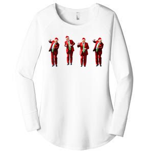 Funny Trump Dance Santa Claus Christmas Xmas Pajamas Women's Perfect Tri Tunic Long Sleeve Shirt