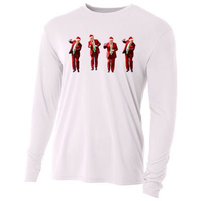 Funny Trump Dance Santa Claus Christmas Xmas Pajamas Cooling Performance Long Sleeve Crew