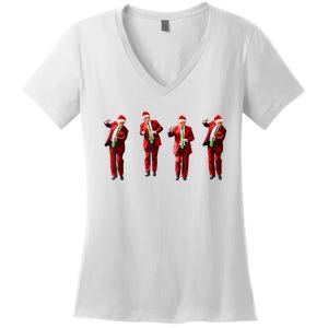 Funny Trump Dance Santa Claus Christmas Xmas Pajamas Women's V-Neck T-Shirt