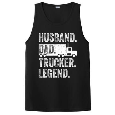 Funny Truck Driver Trucking Men Husband Dad Trucker Legend PosiCharge Competitor Tank