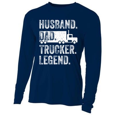 Funny Truck Driver Trucking Men Husband Dad Trucker Legend Cooling Performance Long Sleeve Crew