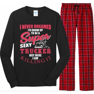 Funny Truck Driver Gift Semi Big Rig Trucking Trailer Truck Gift Long Sleeve Pajama Set