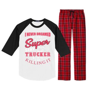 Funny Truck Driver Gift Semi Big Rig Trucking Trailer Truck Gift Raglan Sleeve Pajama Set