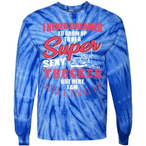 Funny Truck Driver Gift Semi Big Rig Trucking Trailer Truck Gift Tie-Dye Long Sleeve Shirt