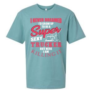 Funny Truck Driver Gift Semi Big Rig Trucking Trailer Truck Gift Sueded Cloud Jersey T-Shirt