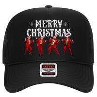 Funny Trump Dance Santa Claus Christmas Xmas Pajamas Holiday High Crown Mesh Back Trucker Hat