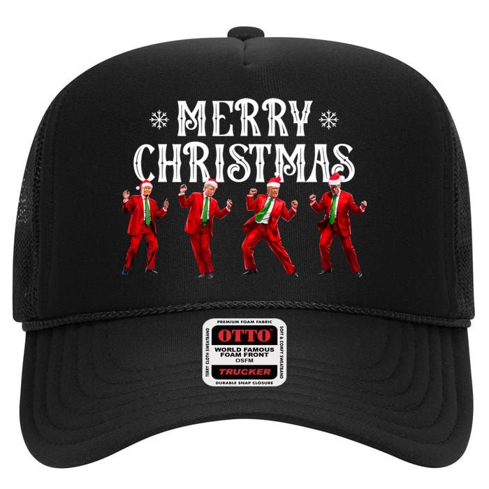 Funny Trump Dance Santa Claus Christmas Xmas Pajamas Holiday High Crown Mesh Back Trucker Hat