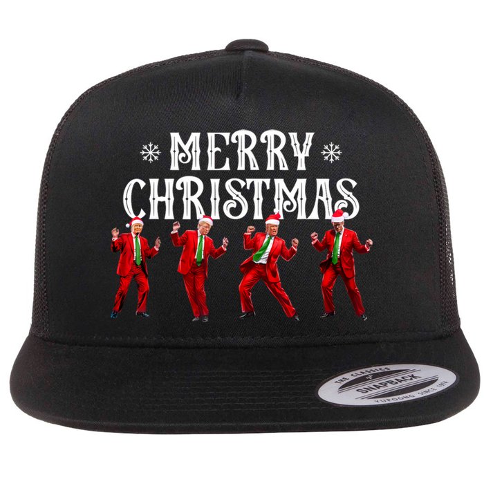 Funny Trump Dance Santa Claus Christmas Xmas Pajamas Holiday Flat Bill Trucker Hat