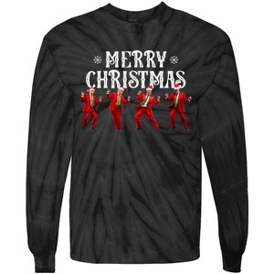 Funny Trump Dance Santa Claus Christmas Xmas Pajamas Holiday Tie-Dye Long Sleeve Shirt