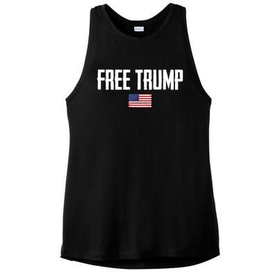 Free Trump Donald Trump Indictment American Flag Ladies PosiCharge Tri-Blend Wicking Tank