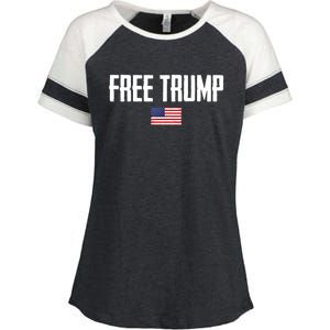 Free Trump Donald Trump Indictment American Flag Enza Ladies Jersey Colorblock Tee