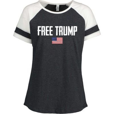 Free Trump Donald Trump Indictment American Flag Enza Ladies Jersey Colorblock Tee