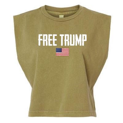 Free Trump Donald Trump Indictment American Flag Garment-Dyed Women's Muscle Tee