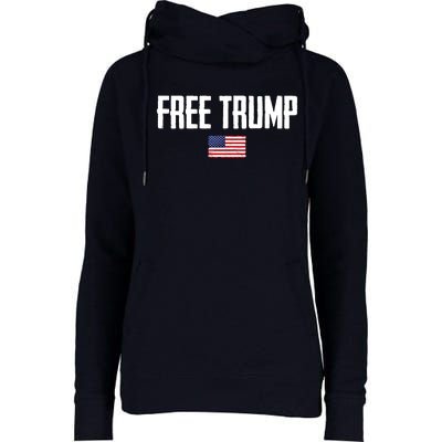 Free Trump Donald Trump Indictment American Flag Womens Funnel Neck Pullover Hood