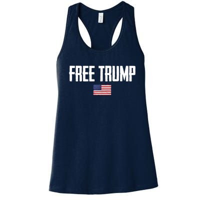 Free Trump Donald Trump Indictment American Flag Women's Racerback Tank