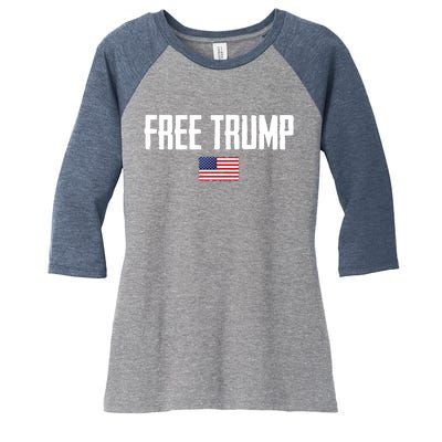 Free Trump Donald Trump Indictment American Flag Women's Tri-Blend 3/4-Sleeve Raglan Shirt