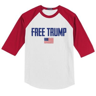 Free Trump Donald Trump Indictment American Flag Kids Colorblock Raglan Jersey