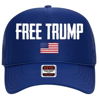 Free Trump Donald Trump Indictment American Flag High Crown Mesh Back Trucker Hat