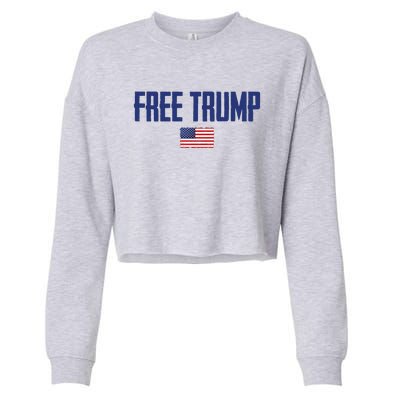 Free Trump Donald Trump Indictment American Flag Cropped Pullover Crew