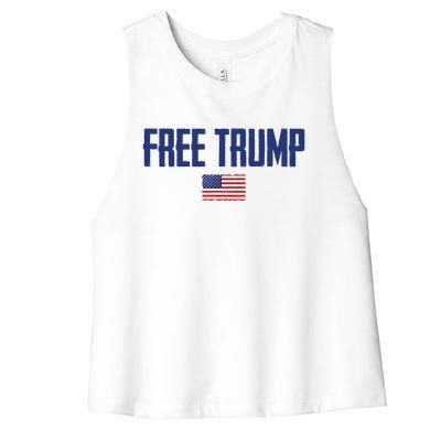 Free Trump Donald Trump Indictment American Flag Women's Racerback Cropped Tank