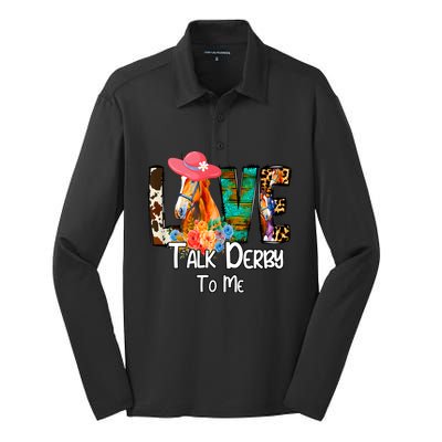 Funny Talk Derby To Me Horse Racing Funny Derby Day Love Mom Silk Touch Performance Long Sleeve Polo