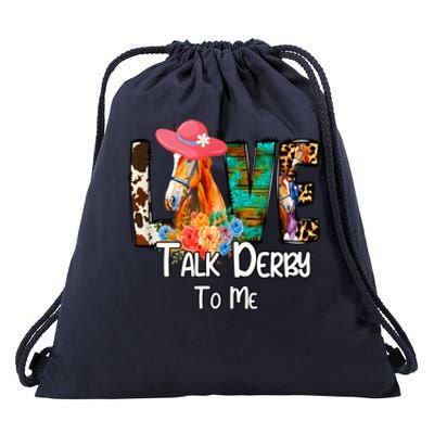 Funny Talk Derby To Me Horse Racing Funny Derby Day Love Mom Drawstring Bag