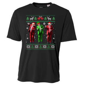 Funny Trump Dance Elf Santa Christmas Ugly Sweater Xmas Cooling Performance Crew T-Shirt