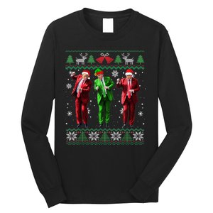 Funny Trump Dance Elf Santa Christmas Ugly Sweater Xmas Long Sleeve Shirt