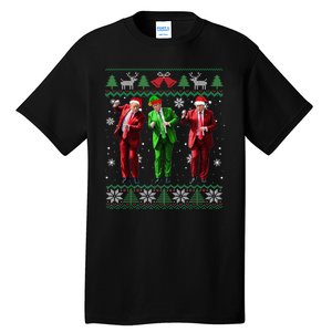 Funny Trump Dance Elf Santa Christmas Ugly Sweater Xmas Tall T-Shirt