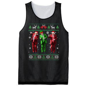 Funny Trump Dance Elf Santa Christmas Ugly Sweater Xmas Mesh Reversible Basketball Jersey Tank