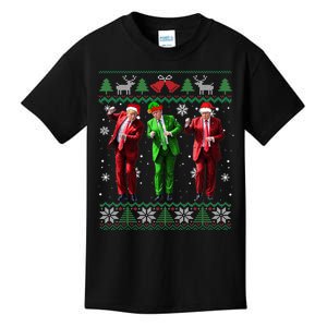 Funny Trump Dance Elf Santa Christmas Ugly Sweater Xmas Kids T-Shirt